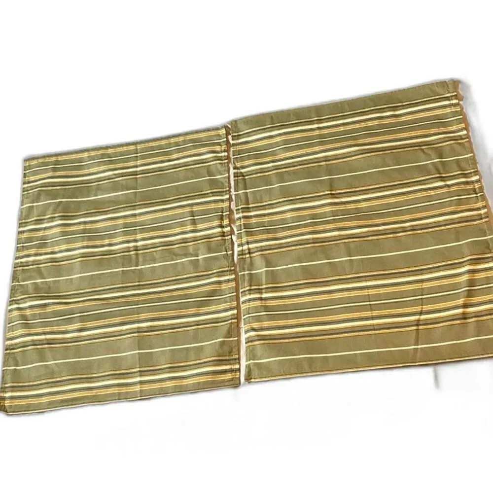TOMMY BAHAMA Green Gray Cream Yellow Cotton Striped Standard Pillow Sham Pair
